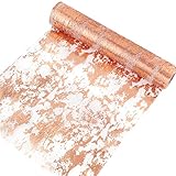 Tischläufer Glänzend 28cm x 10m, Tischdecken Rosegold Tischdeko Tischband Metallic Rolle für Geburtstag Hochzeit Weihnachten Taufe Party Dekoration